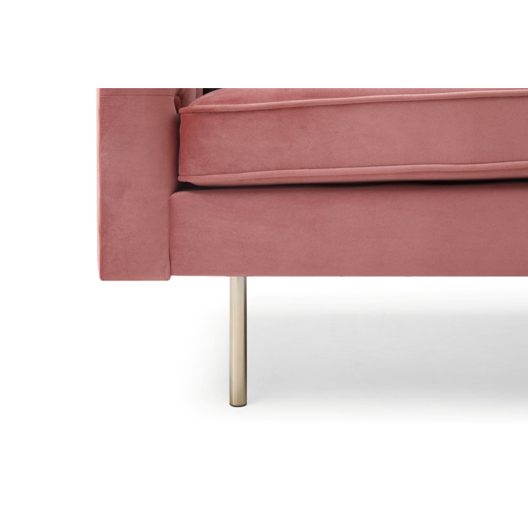 Blush Pink Velvet Chesterfield Sofa with Rolled Arms