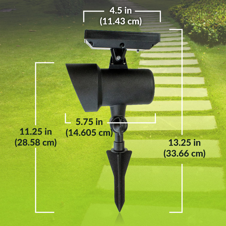 Black Solar LED Pathway Spotlights with Dusk to Dawn Sensor, 2-Pack