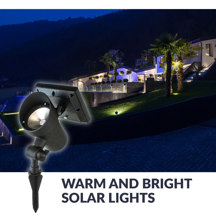 Black Solar LED Pathway Spotlights with Dusk to Dawn Sensor, 2-Pack