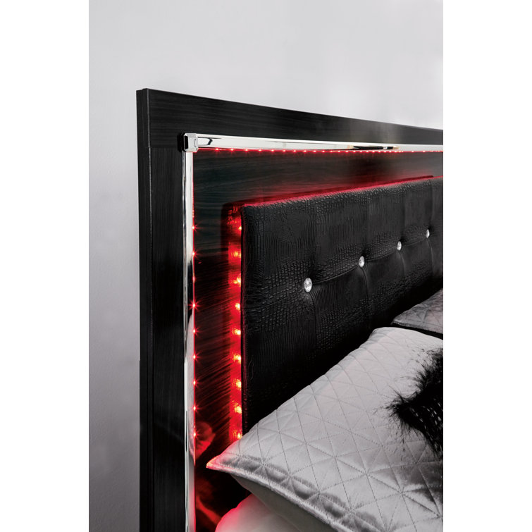 Black Queen Upholstered Storage Bed with Tufted Headboard