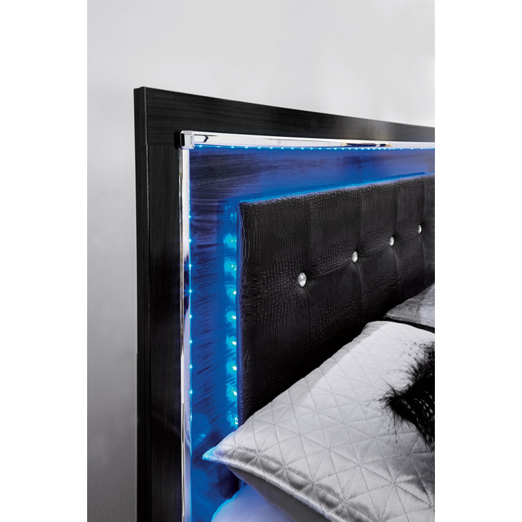 Black Queen Upholstered Storage Bed with Tufted Headboard