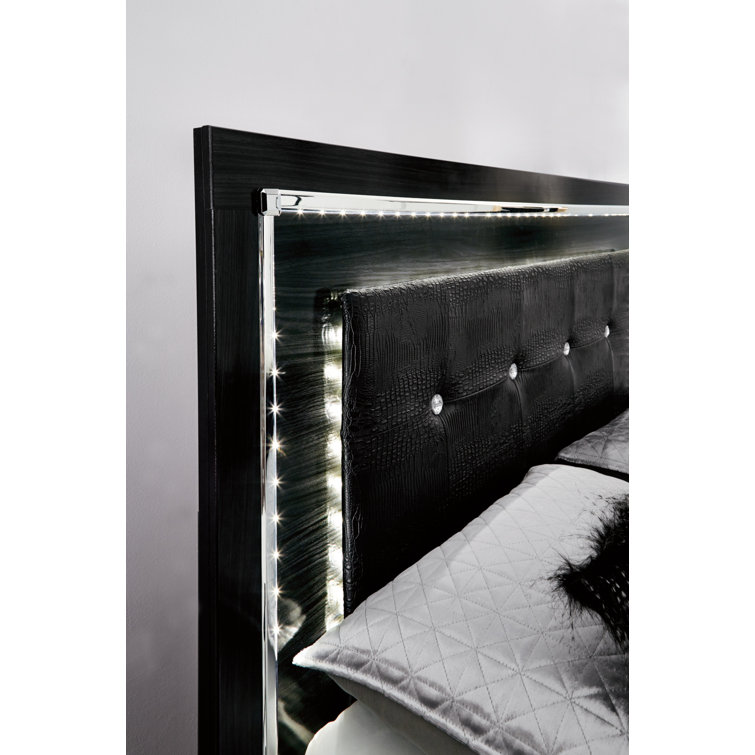 Black Queen Upholstered Storage Bed with Tufted Headboard