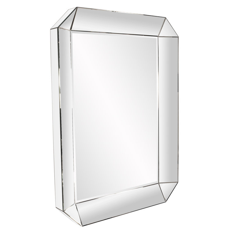 Bright Silver Rectangular Wood Frame Wall Mirror