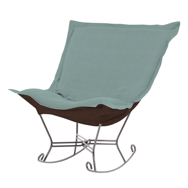 Sterling Breeze Light Blue and Brown Polyester Rocking Chair