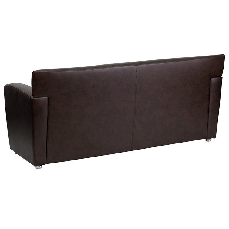 Majesty Brown Leather Reception Sofa with Flared Arms