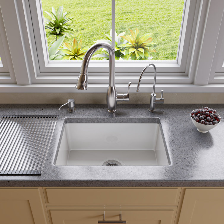 23.25'' White Fireclay Farmhouse Single Bowl Kitchen Sink