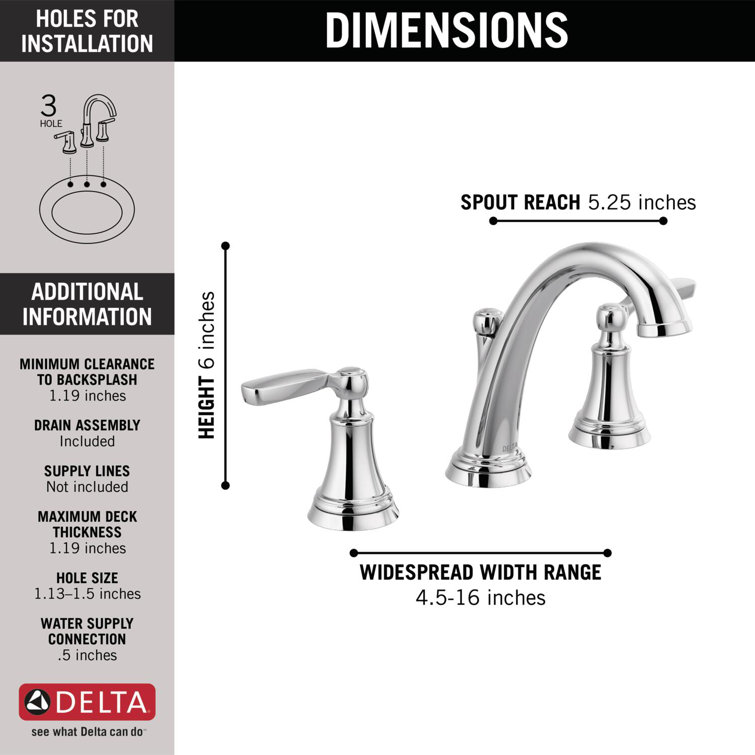 Modern Elegance 6" High 2-Handle Chrome Widespread Bathroom Faucet