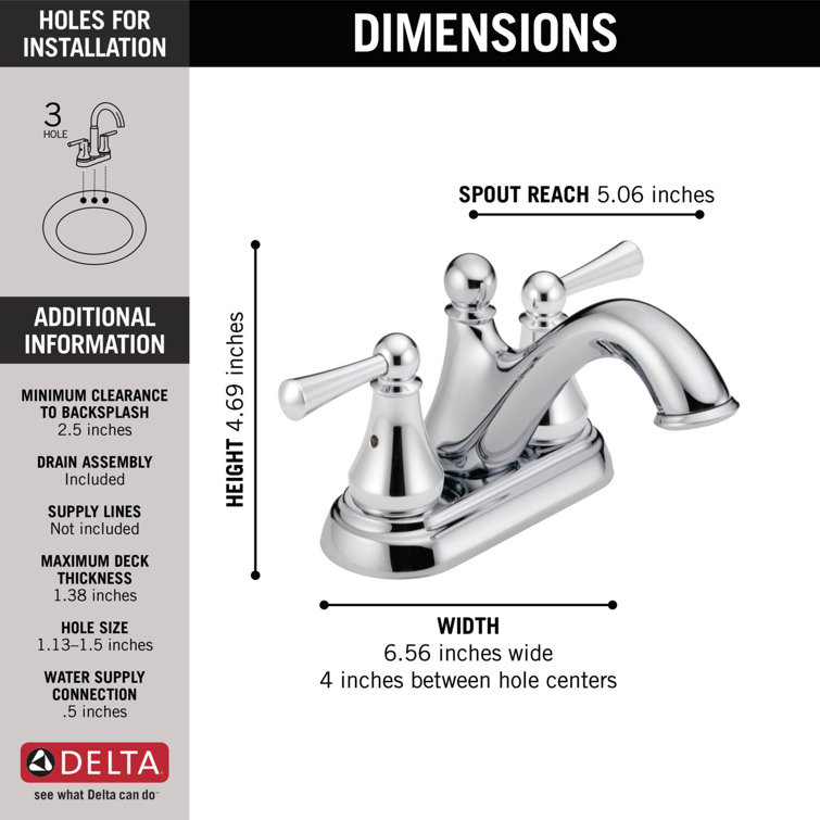 Sleek Modern 4'' Centerset Chrome Bathroom Faucet with Dual Handles