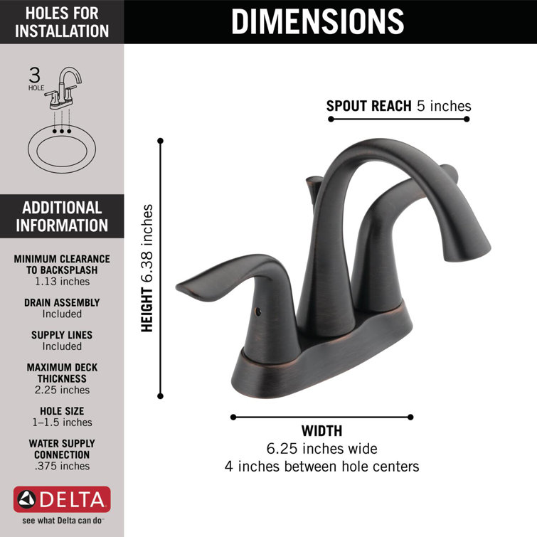 Elegant Contemporary 6" Bronze Centerset Bathroom Faucet with Metal Handles