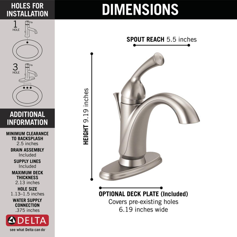 Haywood Stainless Steel Single Hole Modern Bathroom Faucet
