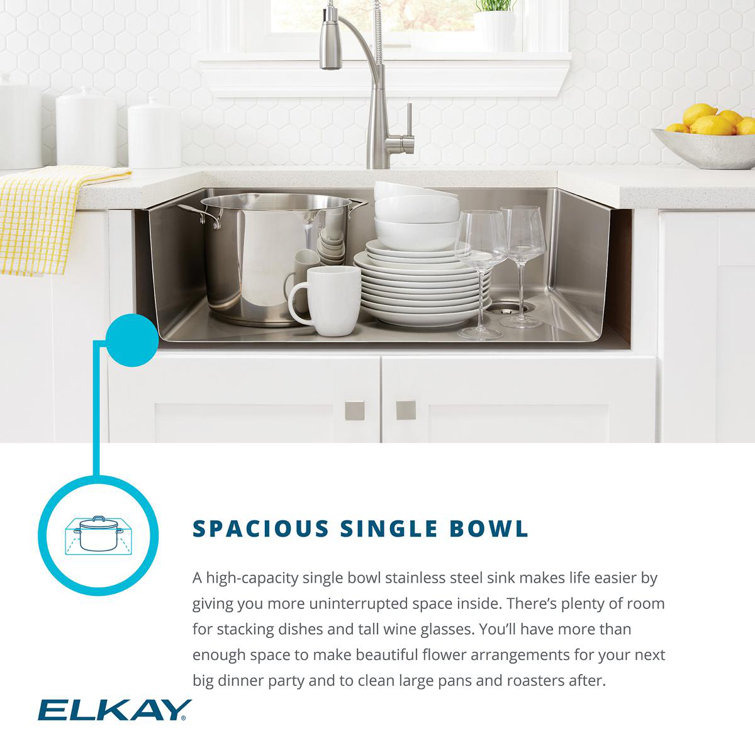 Elkay 31.5" Stainless Steel Drop-in Single Bowl Sink