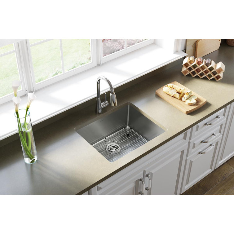 Crosstown Stainless Steel Single Bowl Undermount Kitchen Sink Kit