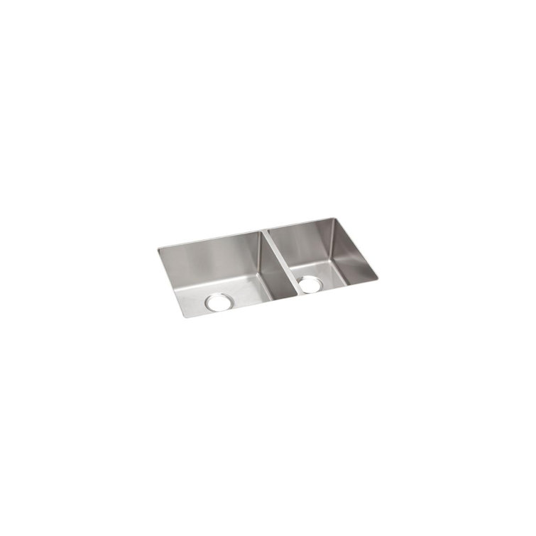 Polished Satin 31.5" Stainless Steel Double Bowl Drop-in Sink