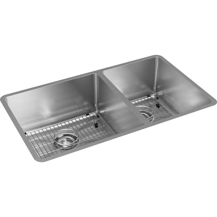 Elkay 31.5" Polished Satin Stainless Steel Double Bowl Undermount Sink
