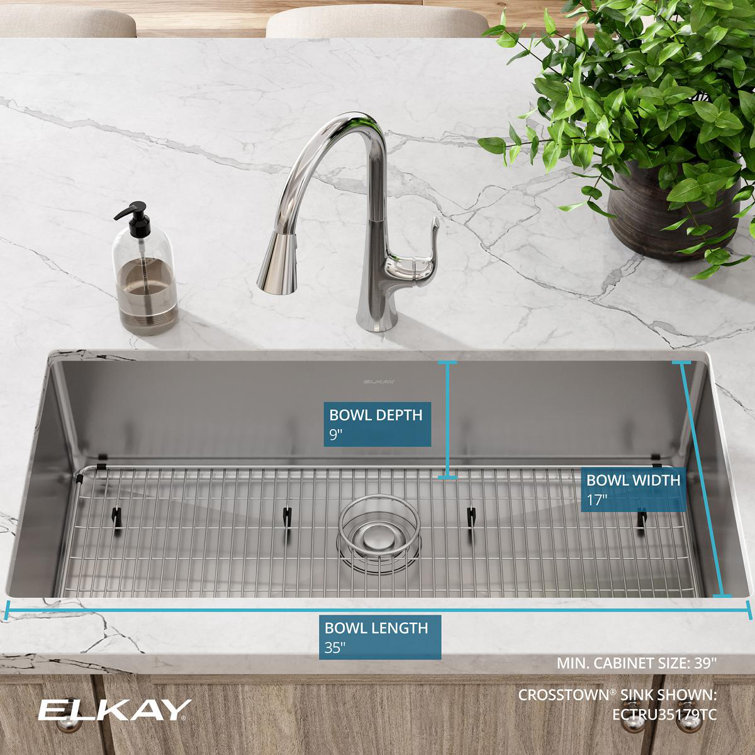 Crosstown 37" Stainless Steel Undermount Kitchen Sink Kit