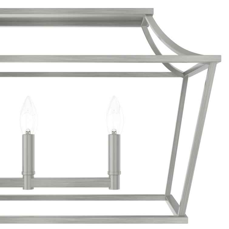 Brushed Nickel 6-Light Linear Chandelier with Candle Bulbs