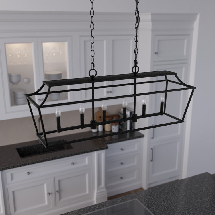 Laurel Ridge Natural Black Iron 6-Light Candle Chandelier