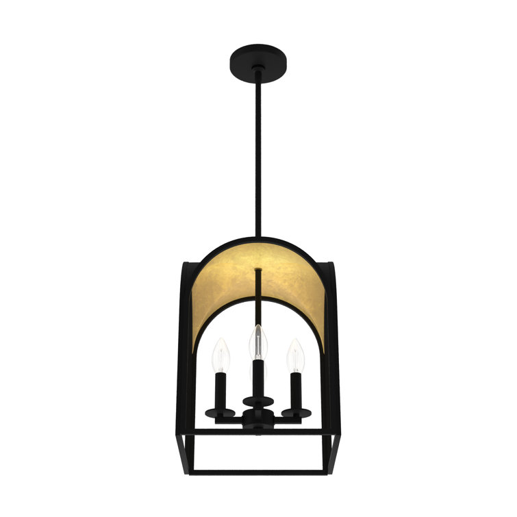 16" Gold and Natural Black Iron LED Lantern Pendant Light