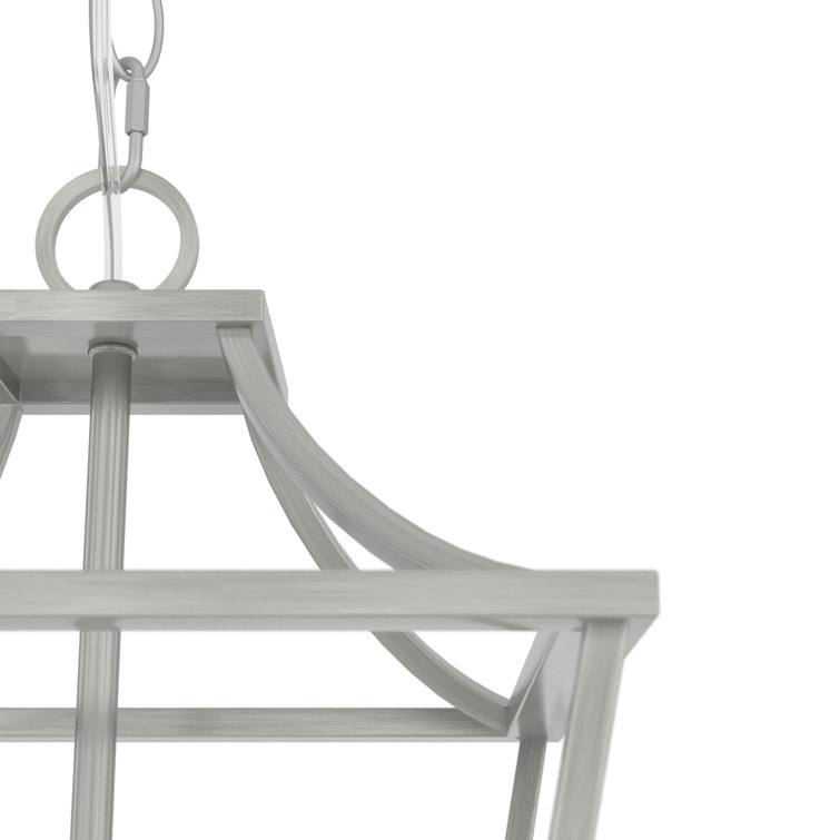 Laurel Ridge Brushed Nickel 4-Light LED Glass Lantern Pendant