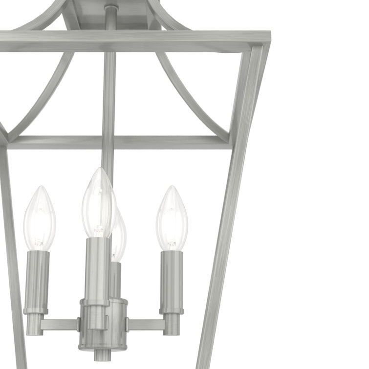 Laurel Ridge Brushed Nickel 4-Light LED Glass Lantern Pendant
