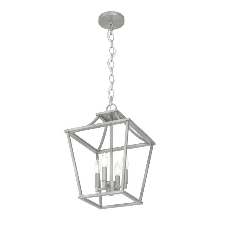 Laurel Ridge Brushed Nickel 4-Light LED Glass Lantern Pendant