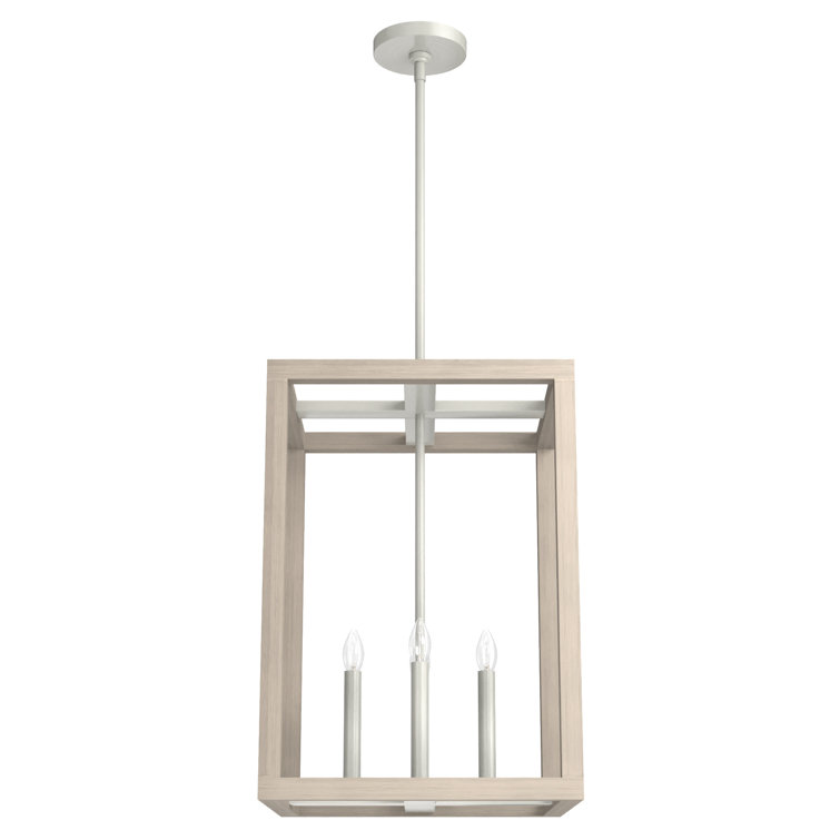 Brushed Nickel and Bleached Wood 15" LED Pendant Light