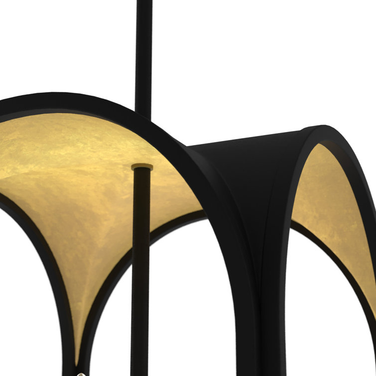 16" Gold and Natural Black Iron LED Lantern Pendant Light