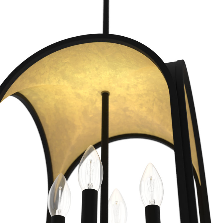 16" Gold and Natural Black Iron LED Lantern Pendant Light