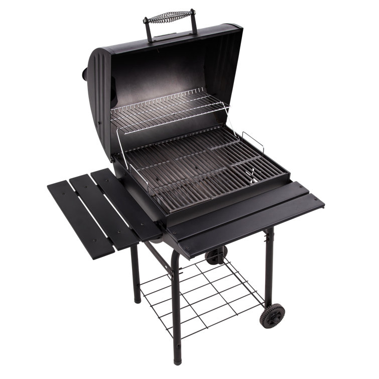 American Gourmet 625 Black Cast Iron Charcoal Grill with Smoker