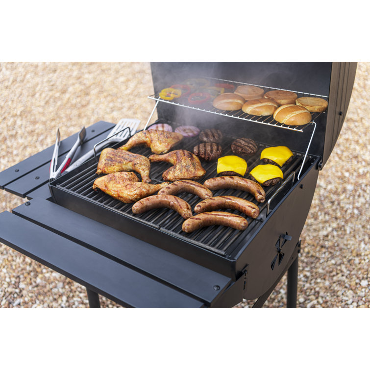 American Gourmet 625 Black Cast Iron Charcoal Grill with Smoker