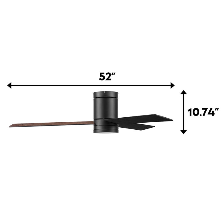 Matte Black Low Profile 52'' Ceiling Fan with LED Light