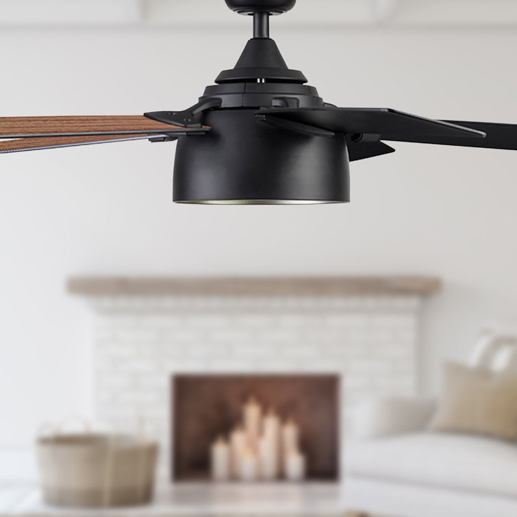 Octavia 52" Matte Black Industrial Ceiling Fan with LED Lights & Remote