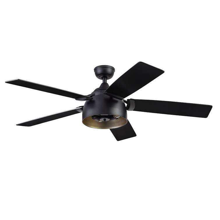 Octavia 52" Matte Black Industrial Ceiling Fan with LED Lights & Remote