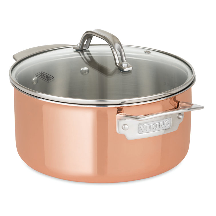Copper and Stainless Steel 13-Piece Cookware Set with Glass Lids
