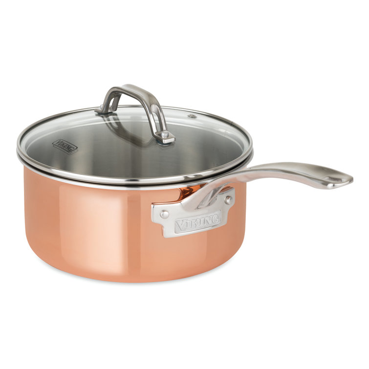 Copper and Stainless Steel 13-Piece Cookware Set with Glass Lids