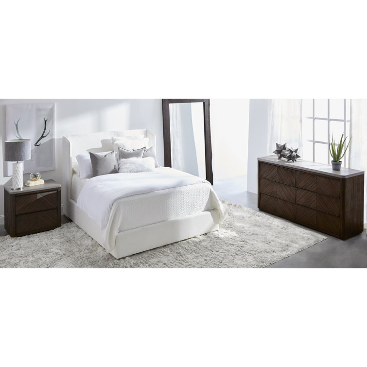 Peyton-Pearl Transitional Wingback California King Bed with Oak Frame