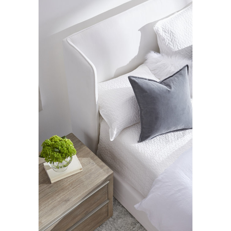 Peyton-Pearl Transitional Wingback California King Bed with Oak Frame