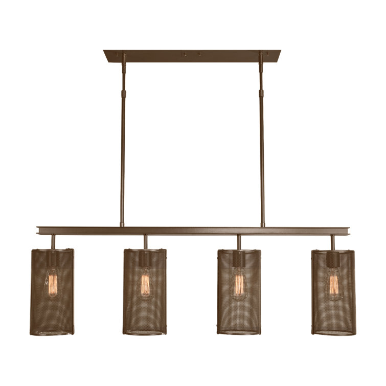 Cosmopolitan Matte Black Mesh 4-Light Island Pendant with Optional Frosted Glass