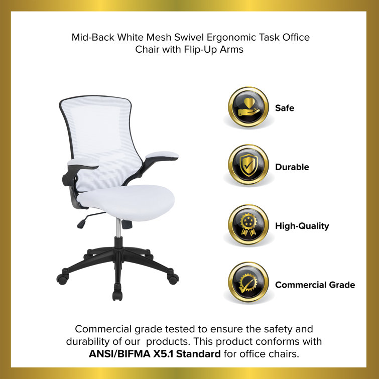 White Mesh Ergonomic Task Chair with Adjustable Arms