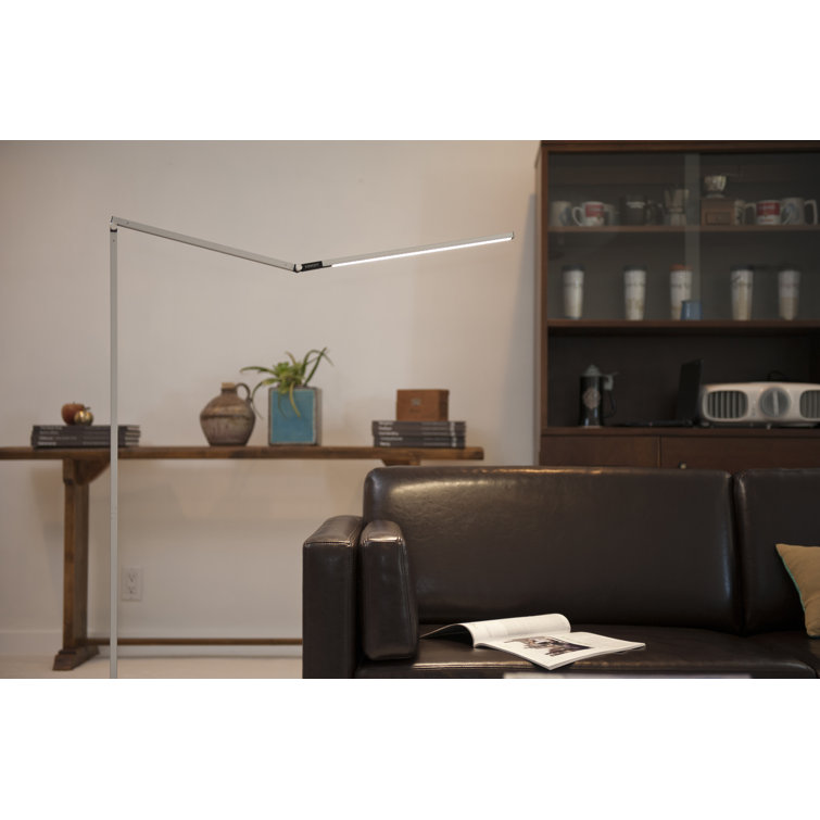 Adjustable 44'' Silver LED Task Floor Lamp with Touch Dimming