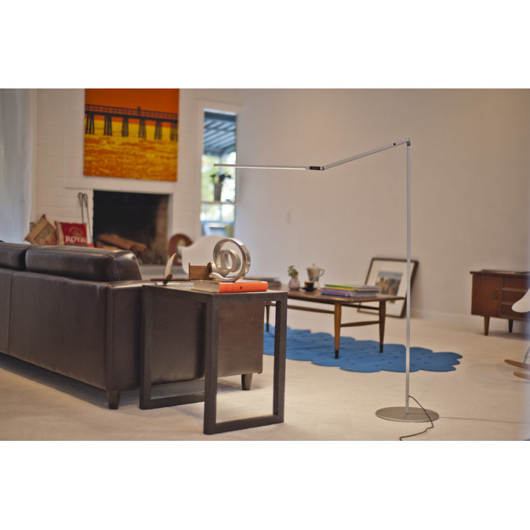 Adjustable 44'' Silver LED Task Floor Lamp with Touch Dimming