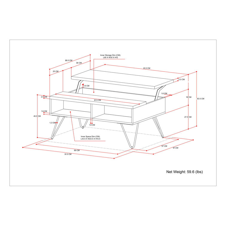 Hunter Small Lift-Top Coffee Table in Natural Mango Wood