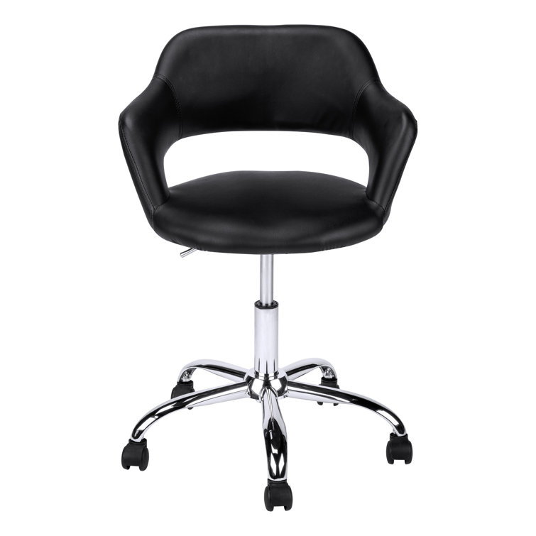 29" High Black Faux Leather Task Office Chair with Metal Base