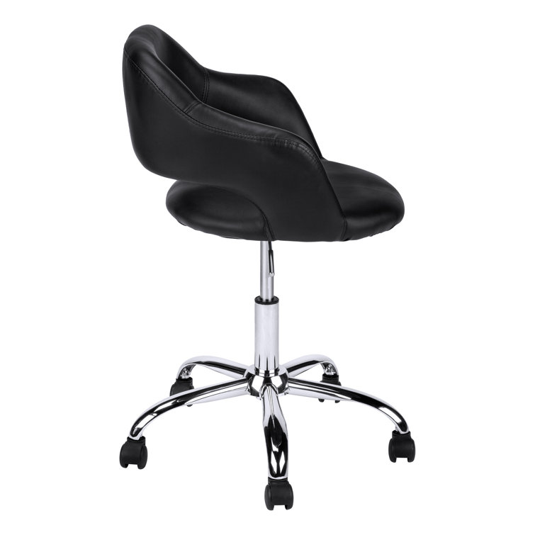 29" High Black Faux Leather Task Office Chair with Metal Base