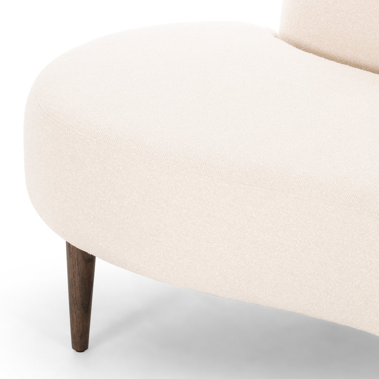 Capri Oatmeal Contemporary Sculptural Chaise with Brown Oak Legs