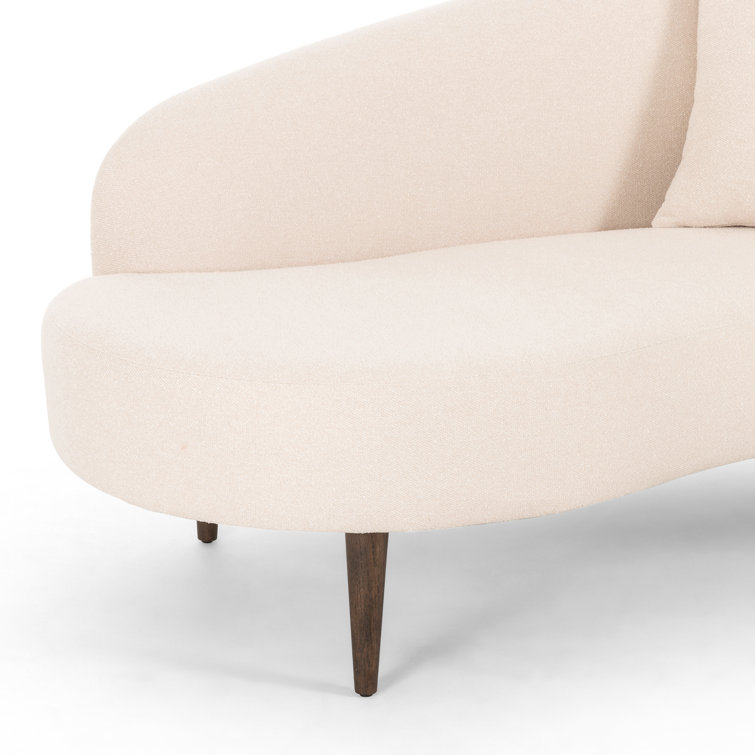 Capri Oatmeal Contemporary Sculptural Chaise with Brown Oak Legs