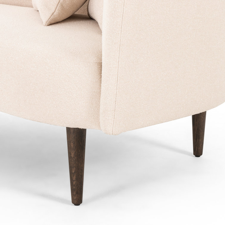 Capri Oatmeal Contemporary Sculptural Chaise with Brown Oak Legs