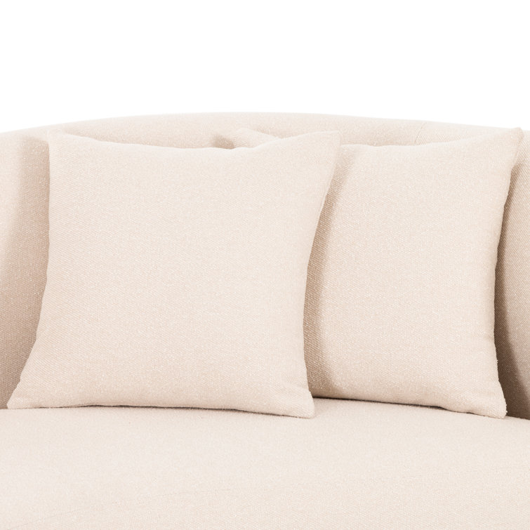 Capri Oatmeal Contemporary Sculptural Chaise with Brown Oak Legs