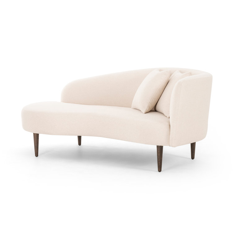 Capri Oatmeal Contemporary Sculptural Chaise with Brown Oak Legs