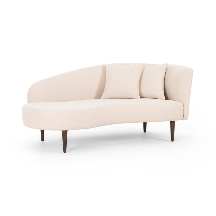 Capri Oatmeal Contemporary Sculptural Chaise with Brown Oak Legs